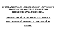 Sprzedaż zezwoleń na amatorski połów ryb