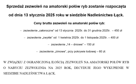 Sprzedaż zezwoleń na amatorski połów ryb