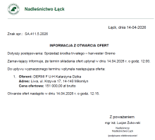 Informacja z otwarcia oferty - HARWESTER GREMO